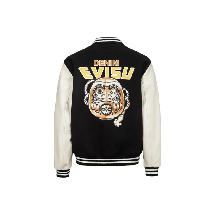EVISU Daruma Appliqué Wool Baseball Jacket-1