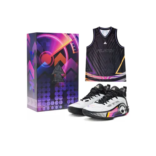 PEAK Flash 5 Generations Taichi Anti Slip Wear Resistant Low Top Basketball Shoes Men's White Gray Box Included