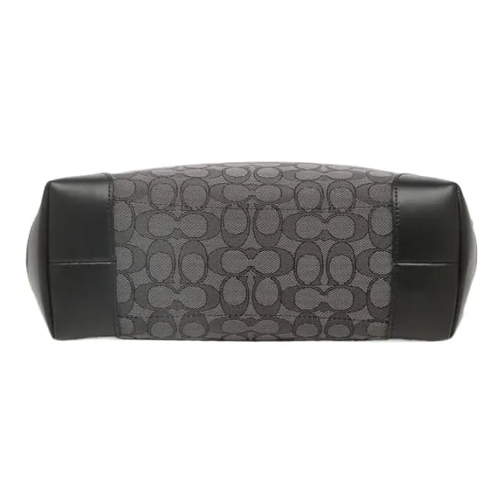 COACH City Zip Tote Fabric With Leather Tote Bag Shopping Bag Handbag Shoulder Bag Women's Black Gray Color-4