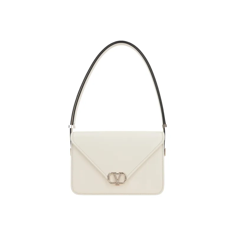 Valentino Cow Leather Shoulder Bag Women's White-0
