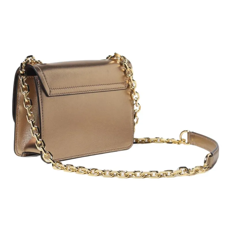 MOSCHINO Logo Plaque Metallic Shoulder Bag-1