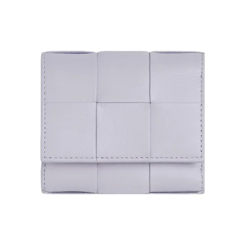 Bottega Veneta CASSETTE Sheepskin Cow Leather Patchwork Wallet Small Size Women's Light Purple
