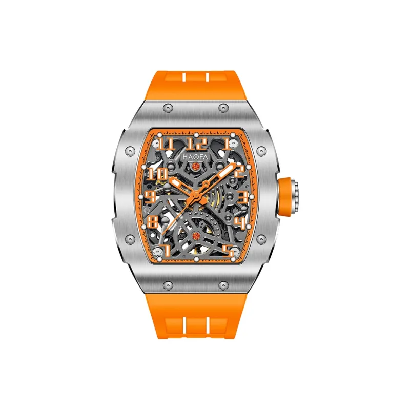 HaofaTourbillon Automatic Mechanical Movement Rubber Strap Watch Men's Watches Cut-Out Dial 1923A-A-11