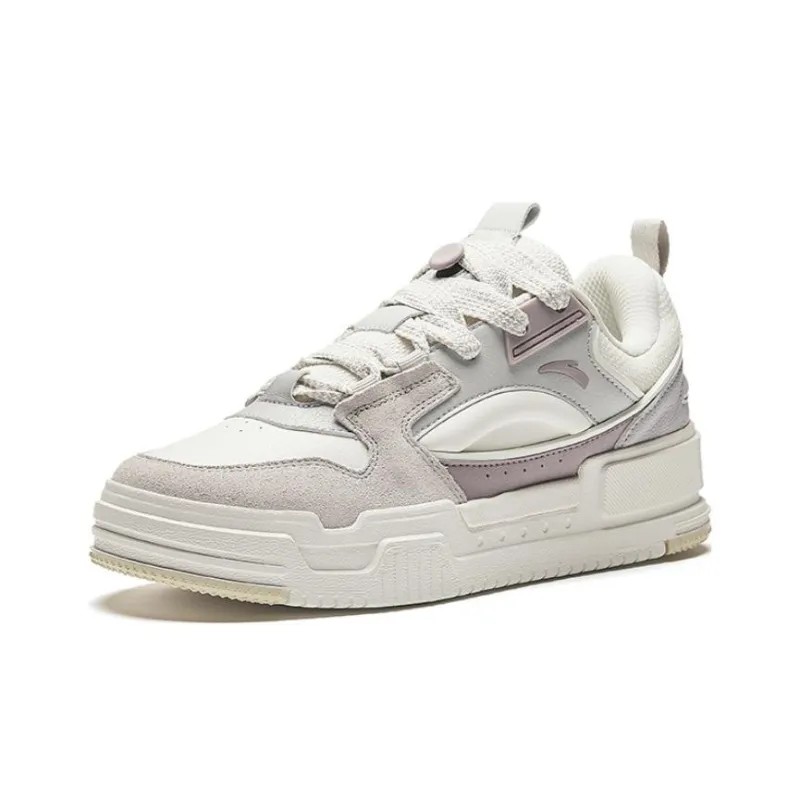 Anta Slightly Sweet Puffy Shoes Anti Slip Wear Resistant Low Top Skateboard Shoes Men's Light Purple-1