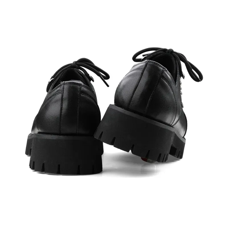 HANQIAORIJI Black Blood Series Casual Leather Shoes Unisex Black-5