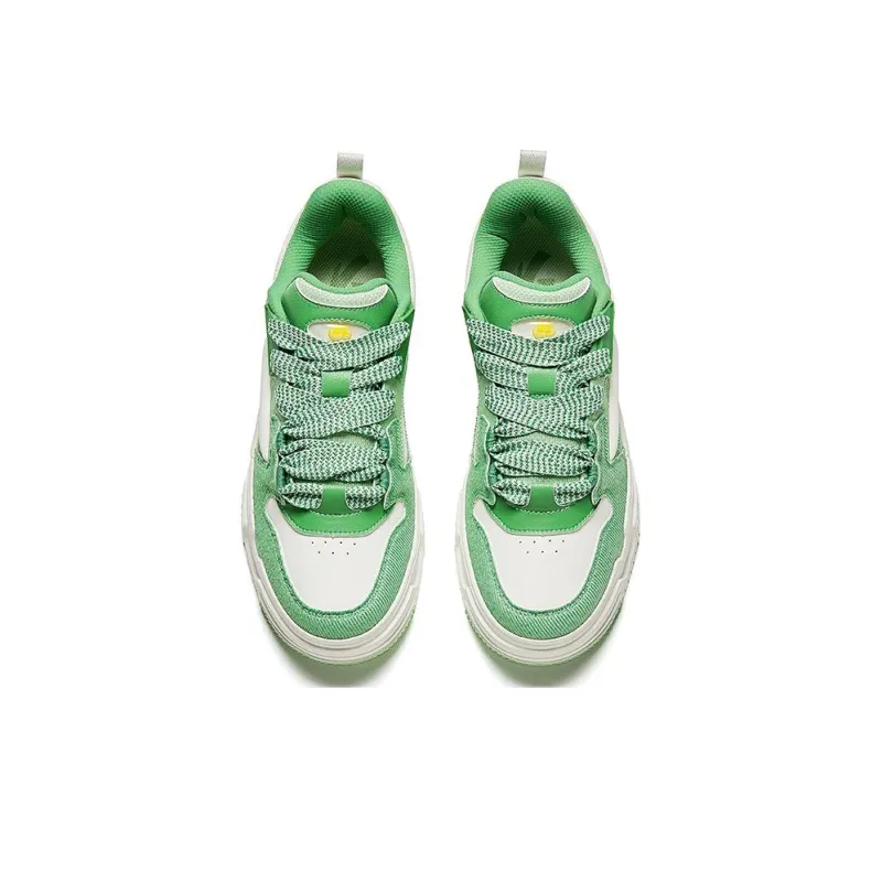 Anta Micro Sugar Puffy Shoes Anti Slip Wear Resistant Low Top Skateboard Shoes Men's White Green-2
