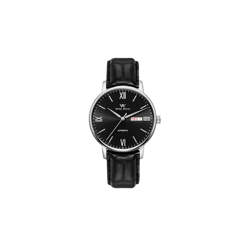 Welly Merck Mechanical Movement Stainless Steel Strap Watch Men's Watches Black Dial-9