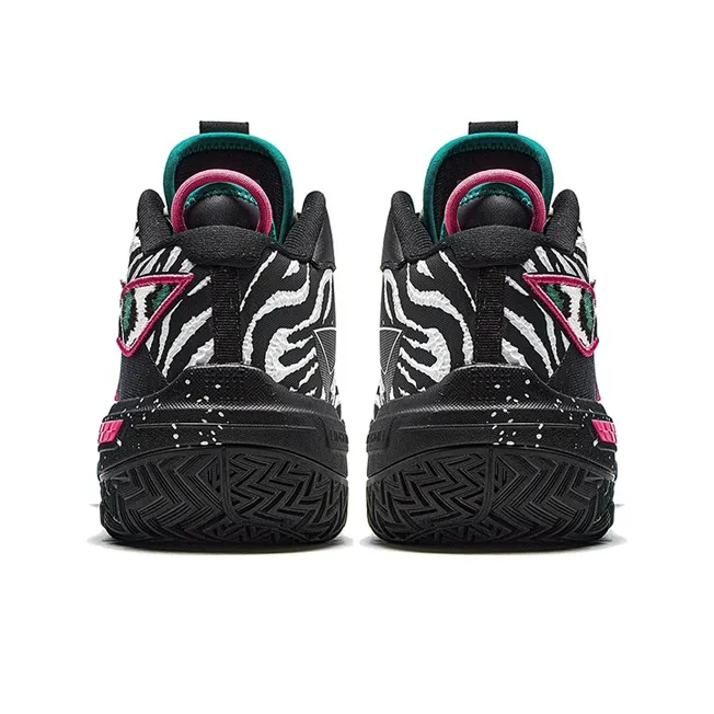 LiNing Shudder Beast Anti Slip And Wear Resistant Lightweight Rebound Mid Top Basketball Shoes Men's Black White-3