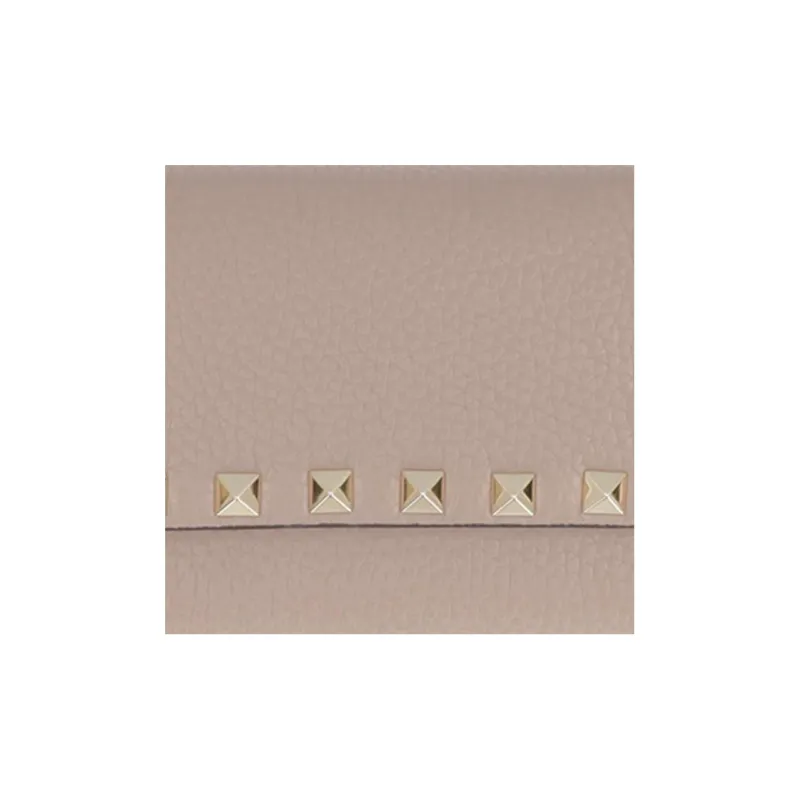 Valentino Rockstud Calfskin Wallet Women's Pink-3