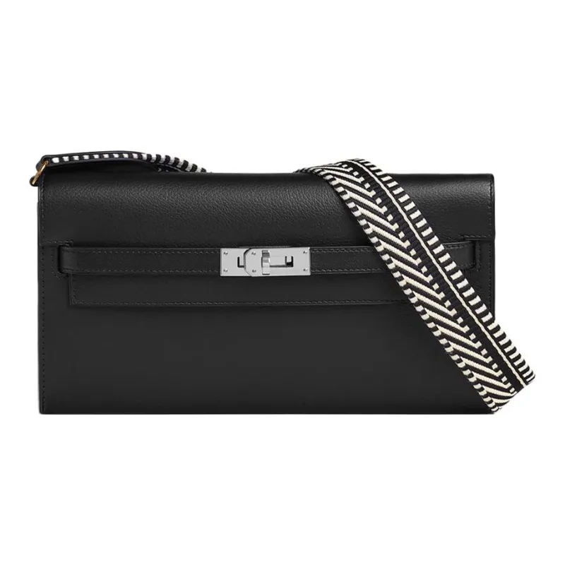 HERMES Kelly To Go Evergrain Calfskin Shoulder Bag Crossbody Bag Regular Women's Black-1