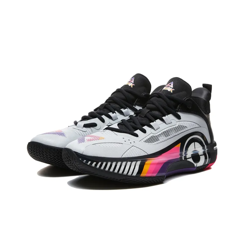 PEAK Flash 5 Generations Taichi Anti Slip Wear Resistant Low Top Basketball Shoes Men's White Gray Box Included-3