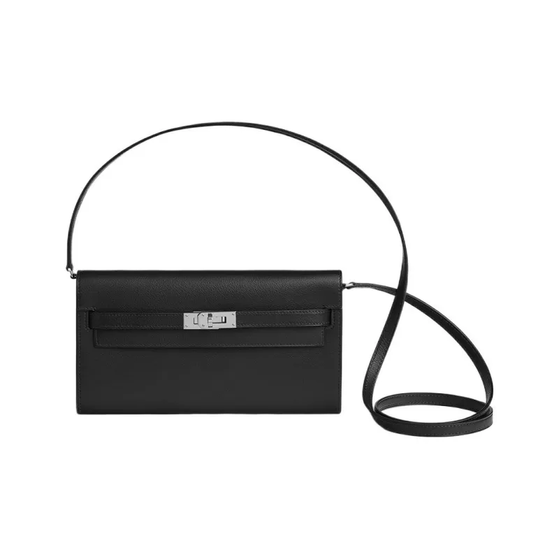 HERMES Kelly To Go Evergrain Calfskin Shoulder Bag Crossbody Bag Regular Women's Black-0