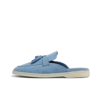 SCAROSSO Lucrezia Tassel Detailed Slip On Denim Mules Women's