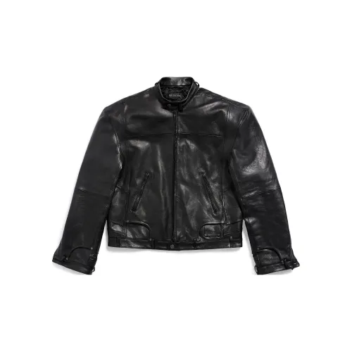 Balenciaga Leather Jackets Unisex Black