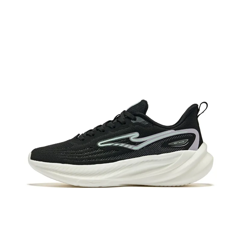 Erke Anti Slip Wear Resistant Low Top Running Shoes Women's Jet Black Mineral Purple-0