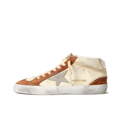 Golden Goose Mid Star High-Top Skateboard Shoes Men's Beige Brown