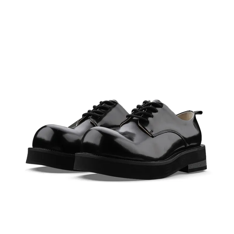 HANQIAORIJI Black Blood Series Casual Leather Shoes Unisex Black-2