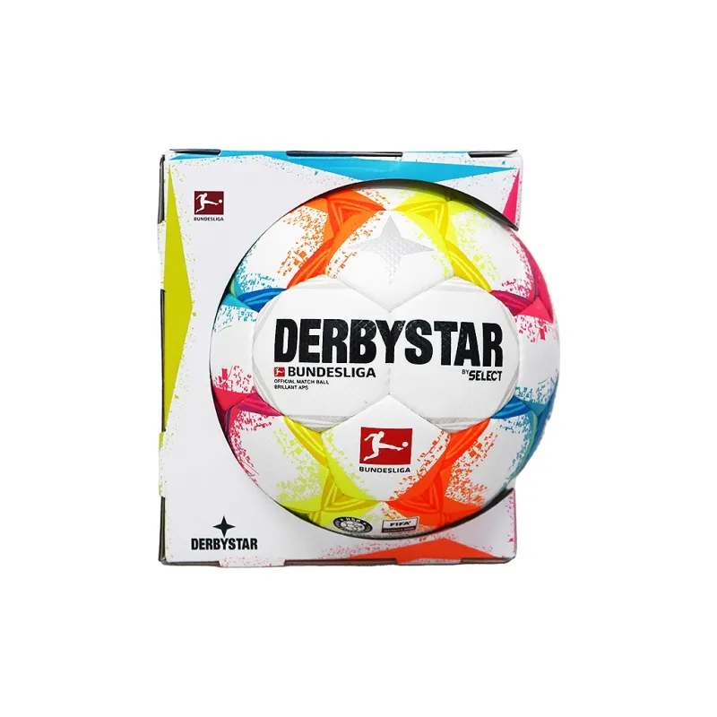 DERBYSTAR Size 5 Soccer PU Hand Stitched Soccer Ball Unisex White/Multicolor-3