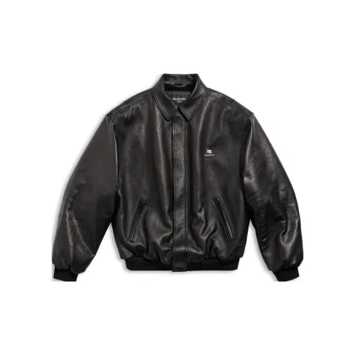 Balenciaga Leather Jackets Unisex Black