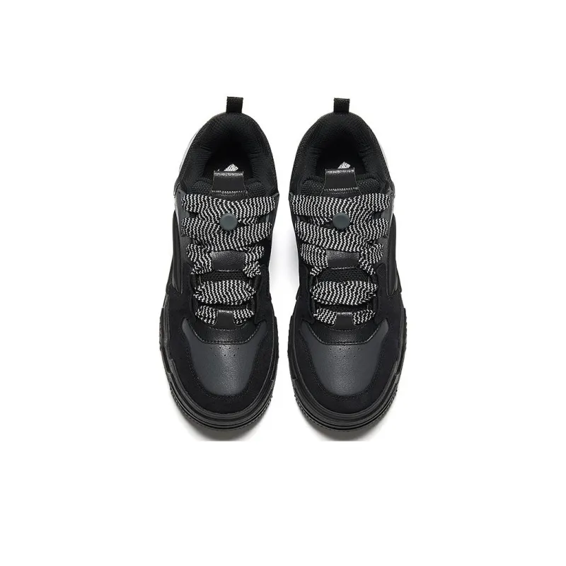 Anta Micro Sugar Puffy Shoes Slip Resistant Breathable Low Top Skateboard Shoes Men's Black-2