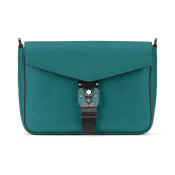 MONTBLANC Cow Leather Envelope Bag Shoulder Bag Crossbody Bag Regular Men's Turquoise Blue
