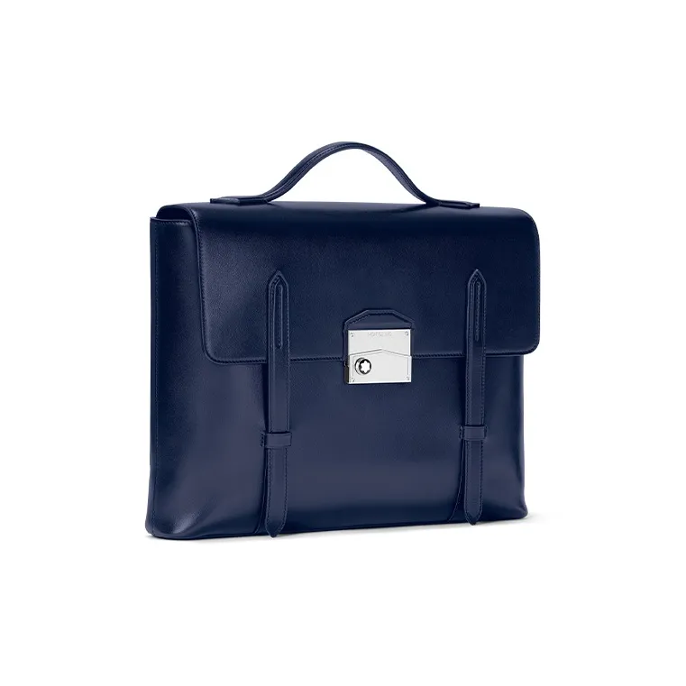 MONTBLANC Meisterstuck Cow Leather Portable Briefcase Men's Ink Blue-1