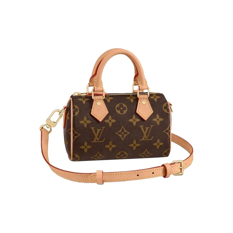 LOUIS VUITTON Nano Speedy Handbag Monogram Canvas Brown-0