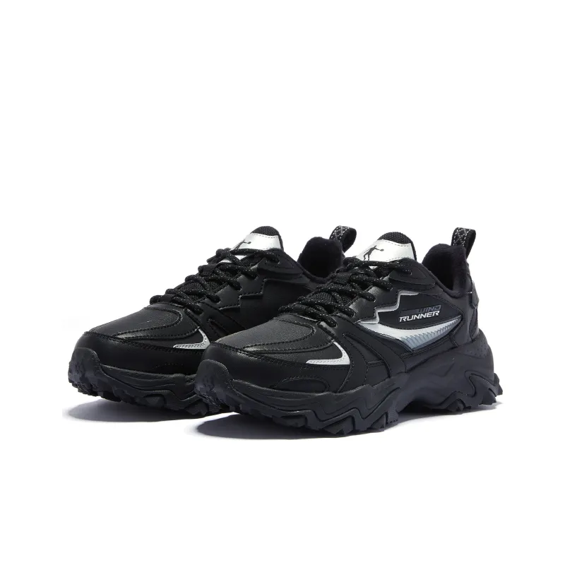 QIAODAN Cushioning Lightweight Thermal Low Top Running Shoes Women's Black Silver-2