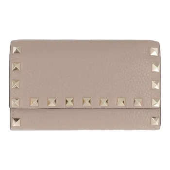 Valentino Rockstud Calfskin Wallet Women's Pink