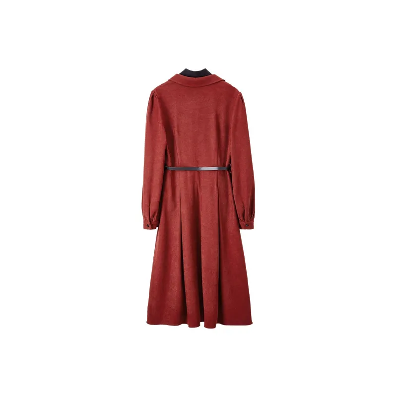 SENTUBILA Long Sleeved Dresses Women's Red & Black-1