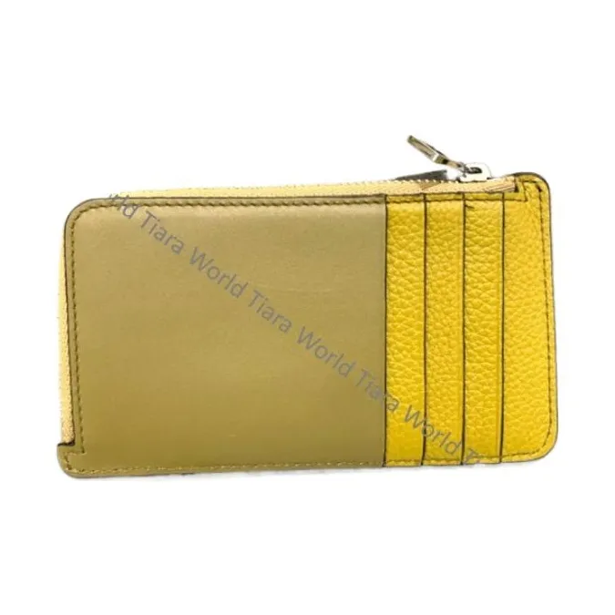 LOEWE Cow Leather Card Holder, Wallet Regular Men's Ochre/Olive-3