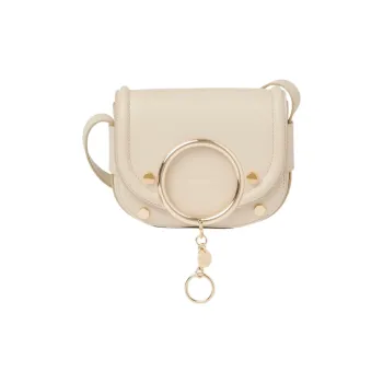 See By Chloe Small Grained Cow Leather Shoulder Bag Crossbody Bag Small Size Women's Beige