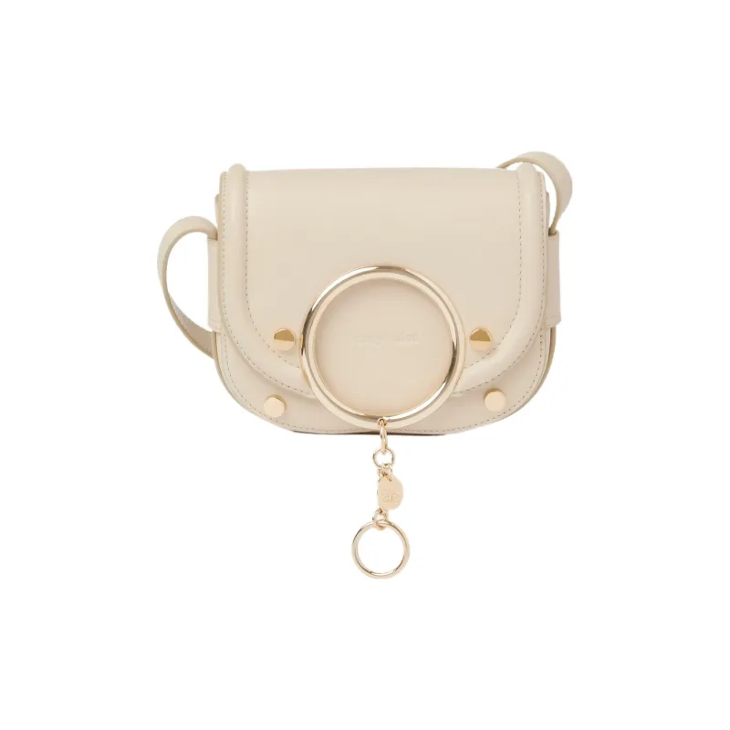 See By Chloe Small Grained Cow Leather Shoulder Bag Crossbody Bag Small Size Women's Beige-0