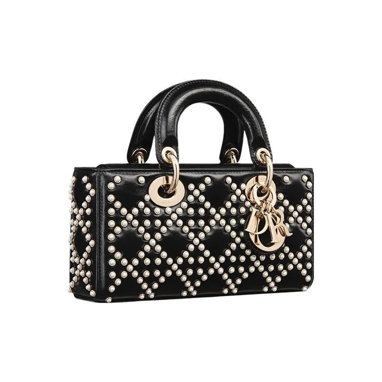 DIOR Lady D-JOY Lambskin Dior Bag Shoulder Bag Crossbody Bag Handbag Small Size Women's Black-3