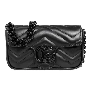 GUCCI GG Marmont Leather Resin Shoulder Bags Fanny Pack Women's Black