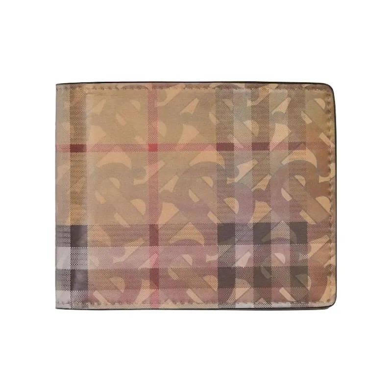 Burberry 3D Print Bifold Wallet 6 Slot Archive Beige-0