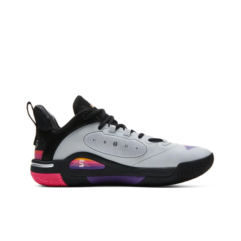 PEAK Flash 5 Generations Taichi Anti Slip Wear Resistant Low Top Basketball Shoes Men's White Gray Box Included-2