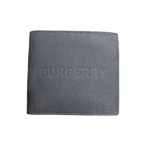 Burberry Embossed Leather Bifold Wallet Grey