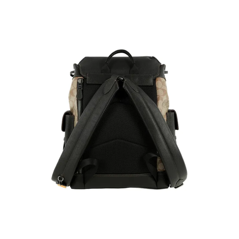COACH Hudson Canvas With Leather Backpack Tubas Men's Brown & Black-3