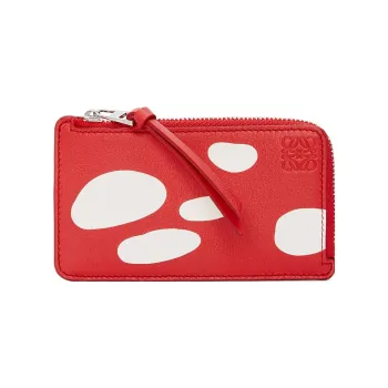 LOEWE Anagram Cow Leather Coin Card Holder Regular Men's Dark Red