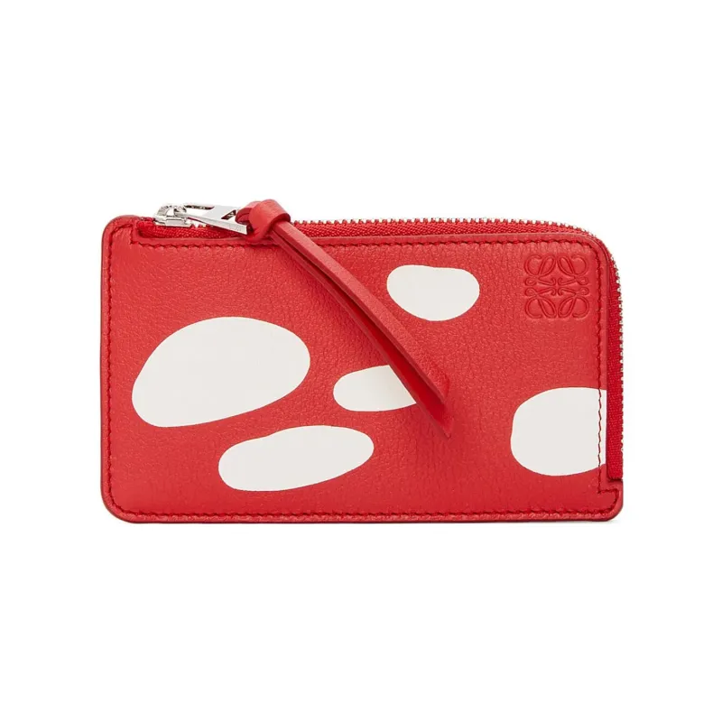 LOEWE Anagram Cow Leather Coin Card Holder Regular Men's Dark Red-0