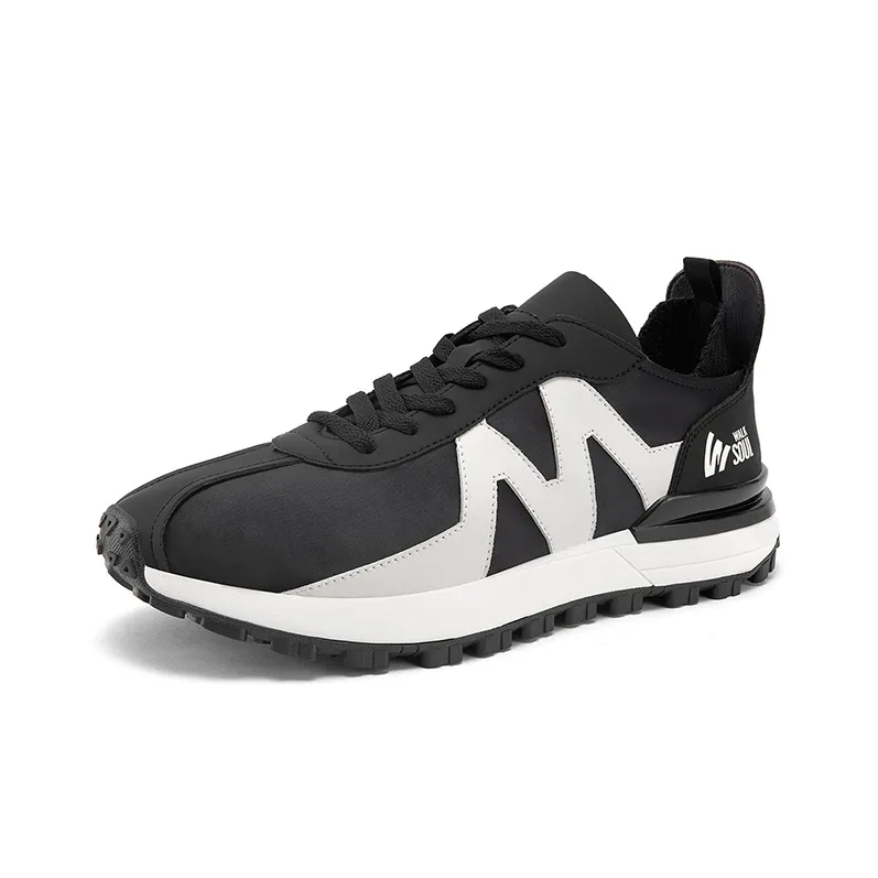 WALKSOUL Casual Shoes Men Low Top Black/Beige-2