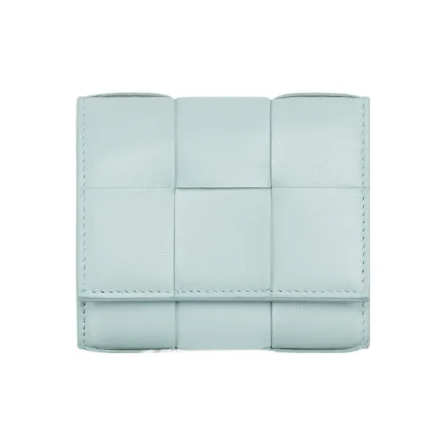 Bottega Veneta Sheepskin Wallet Small Size Women's Washable Cyan