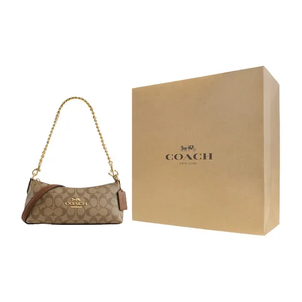 COACH Leather Baguette Bag Handbag Shoulder Bag Women's Brown-4