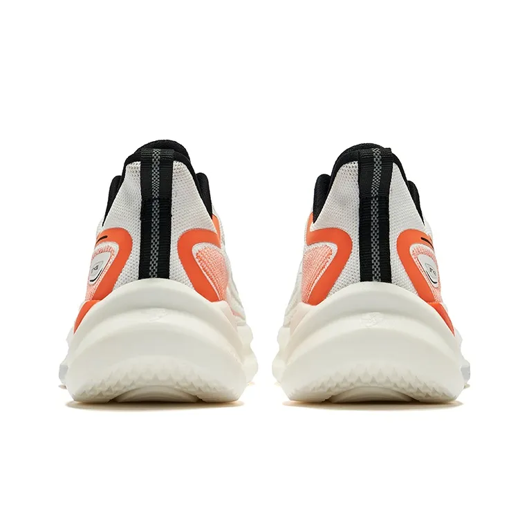 Erke Cushioning Breathable Wear-Resistant Low-Top Running Shoes Men's Erke White Fluorescent Fire Orange-3