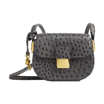 Bottega Veneta Desiree Goat Leather Shoulder Bag Crossbody Bag Mini Women's Gray Pebble