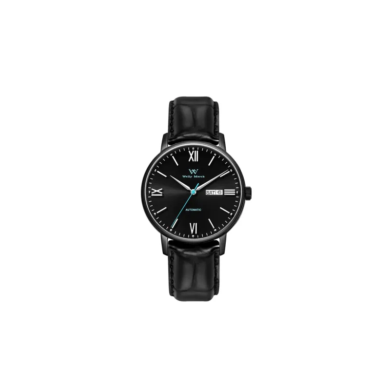 Welly Merck Mechanical Movement Stainless Steel Strap Watch Men's Watches Black Dial-4