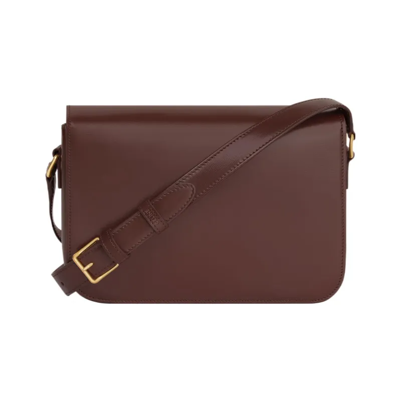 CELINE Triomphe Arc De Triomphe Shiny Calfskin Shoulder Bag Portable Crossbody Bag Shoulder Bag Women's Chestnut Brown-2