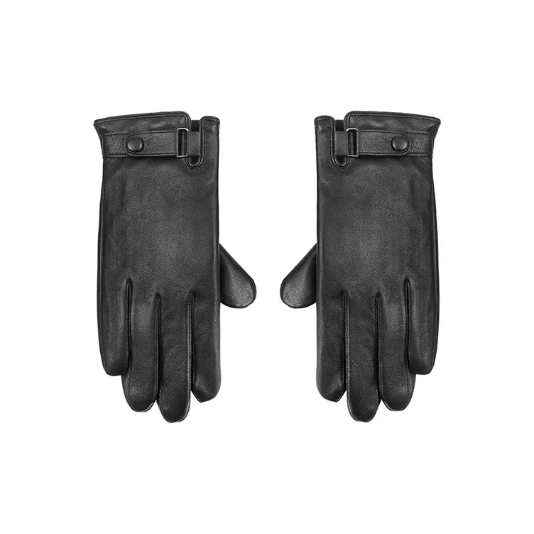 MOERCIAN Lambskin Genuine Leather Glove Men's Solid Color-0