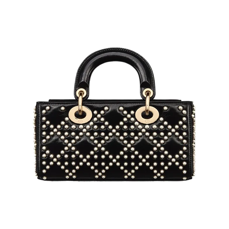 DIOR Lady D-JOY Lambskin Dior Bag Shoulder Bag Crossbody Bag Handbag Small Size Women's Black-4